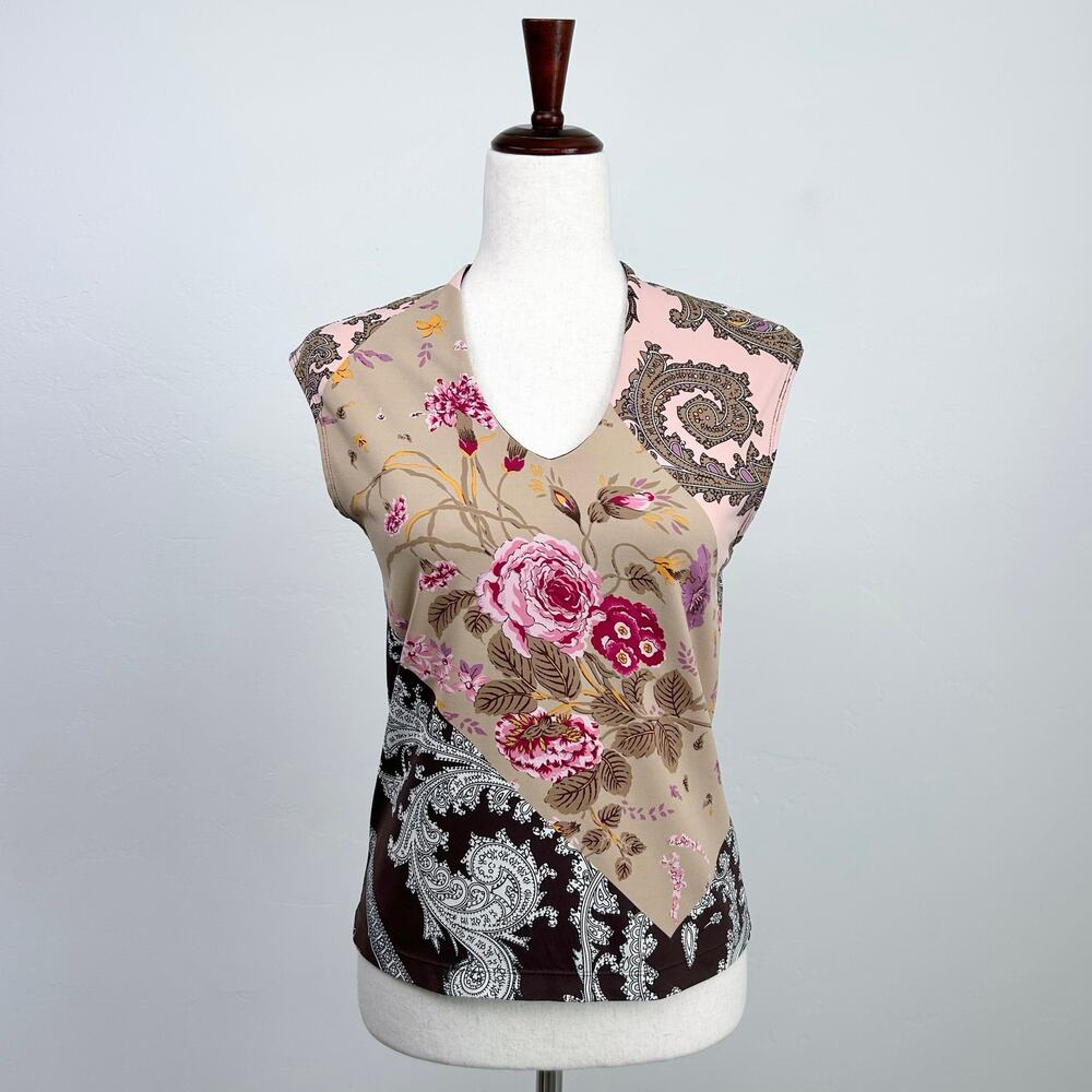 The Limited Vintage Y2K Office Siren Floral Stretch V-Neck Top